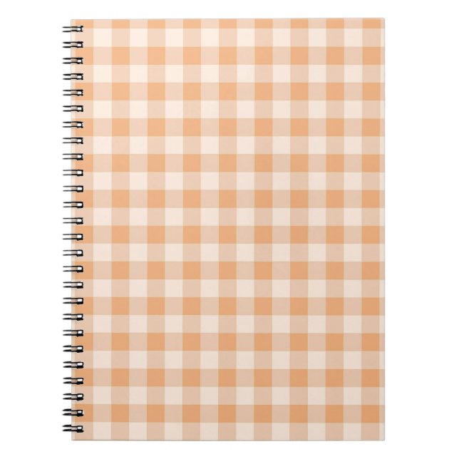 Caderno Espiral Peach White Checkered Gingham Patterno (Frente)