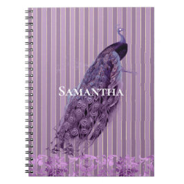 Caderno Espiral Peacock com tiras roxas chic