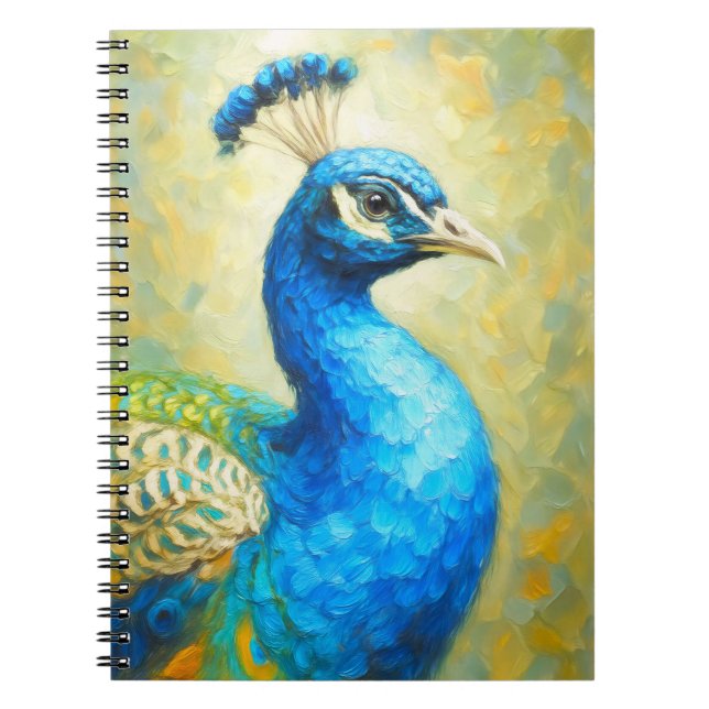 Caderno Espiral Peacock Impressionist Art Notebook | Elegant Bird  (Frente)