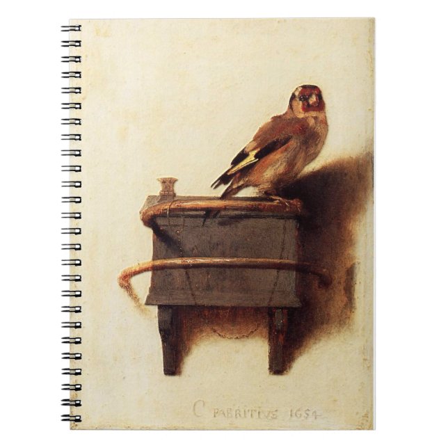 Caderno Espiral Peão Goldfinch por Carel Fabritius (Frente)