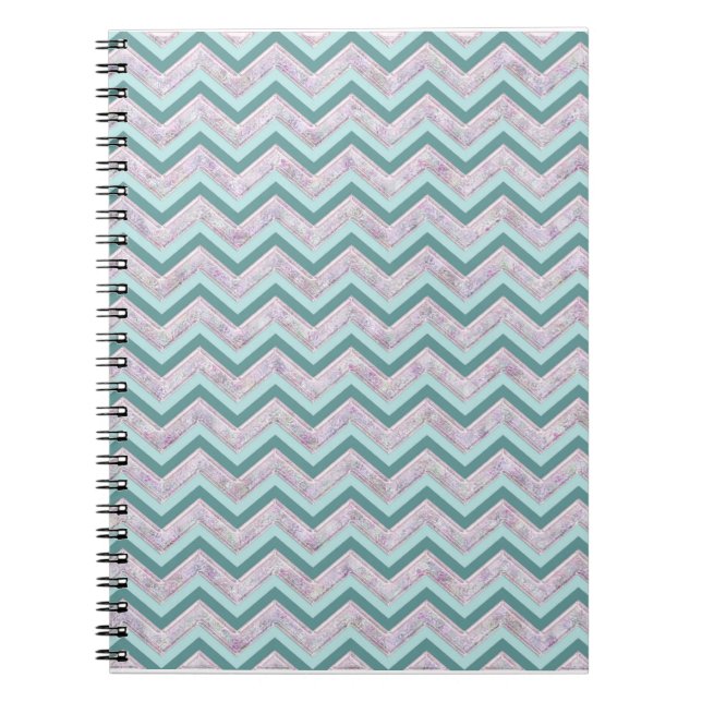 Caderno Espiral Pearl Floral Teal ZigZag Padrão (Frente)
