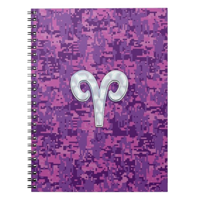 Caderno Espiral Pearl Like Aries Sinal Zodiac na Camo Digital (Frente)