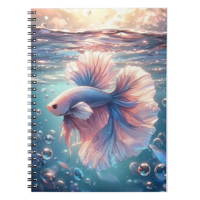 Caderno Espiral Pearly Halfmoon betta fish style (Frente)