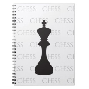 Caderno Espiral Peça Clássica Chess King Preta Moderna, Branca