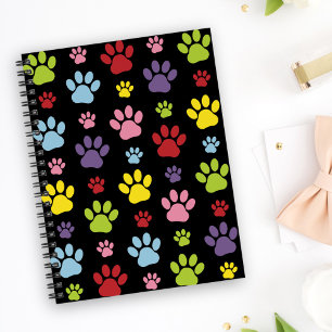 Caderno Espiral Peças Coloridas, Padrões De Pata, Impressões De Pa