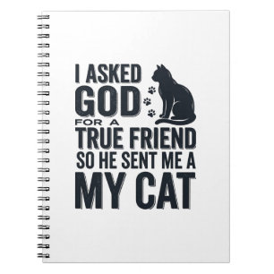 Caderno Espiral Pedi a Deus um Amigo Verdadeiro Meu Gato Design Vi