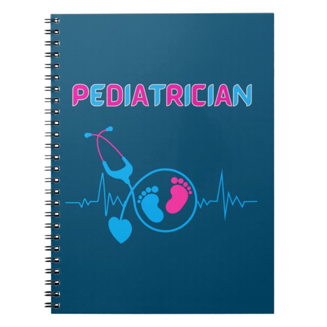Caderno Espiral Pediatra, médico pediátrico, médico infantil, (Frente)