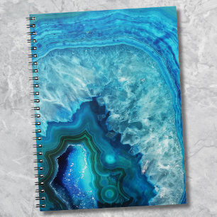Caderno Espiral Pedra azul de mineral de Geode de turquesa do Aqua