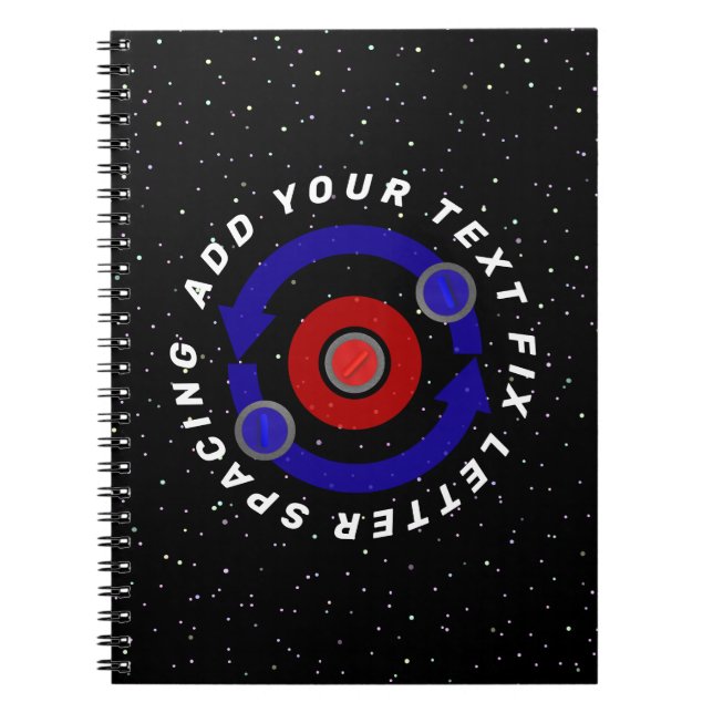 Caderno Espiral Pedra Curling rolando como a órbita da Terra (Frente)