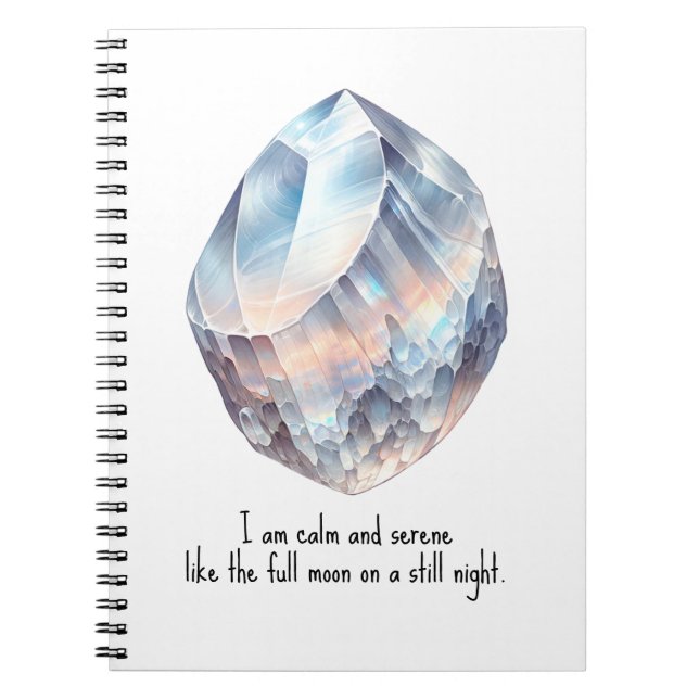 Caderno Espiral Pedra da Lua Arco-íris Energia Cristal Feitiço Mag (Frente)