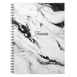 Caderno Espiral Pedra-mármore branca-abstrato