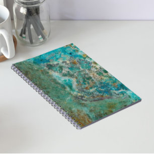 Caderno Espiral Pedra Mineral Chrysocolla Azul