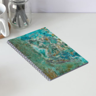 Caderno Espiral Pedra Mineral Crisocola Azul