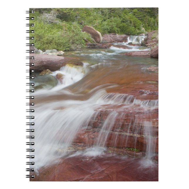 Caderno Espiral Pedra vermelha em Baring Creek na Glacier National (Frente)