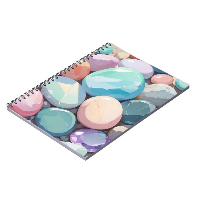 Caderno Espiral Pedras coloridas pastéis (Left Side)