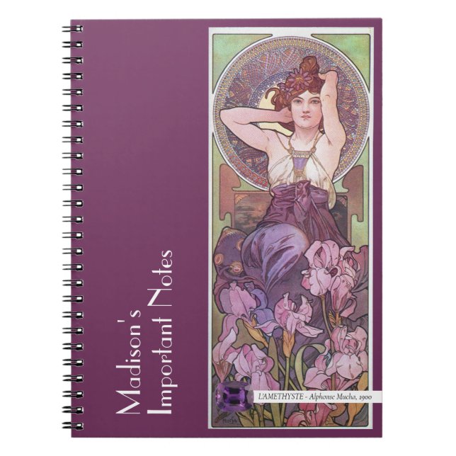 Caderno Espiral Pedras Preciosas de Mucha Ametist Roxo (Frente)