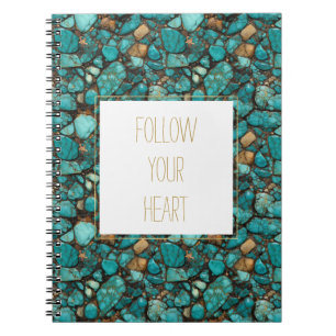 Caderno Espiral Pedras Turquesas