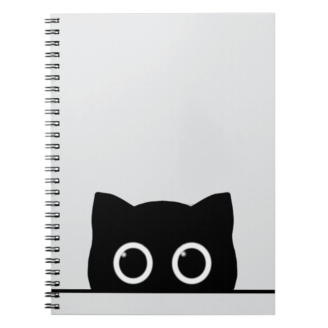 Caderno Espiral Peeking Black Cat Spiral Photo Notebook (Frente)