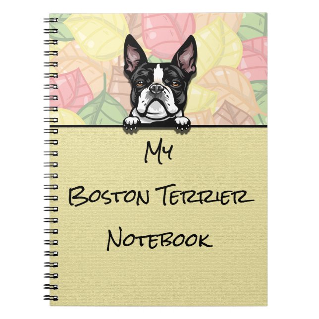Caderno Espiral Peeking Cute Boston Terrier notebook (Frente)