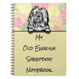 Caderno Espiral Peeking Cute Old English Sheepdog notebook