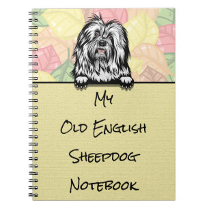 Caderno Espiral Peeking Cute Old English Sheepdog notebook