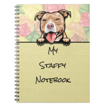 Peeking Cute Staffy, castanho claro, notebook