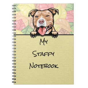 Caderno Espiral Peeking Cute Staffy, castanho claro, notebook