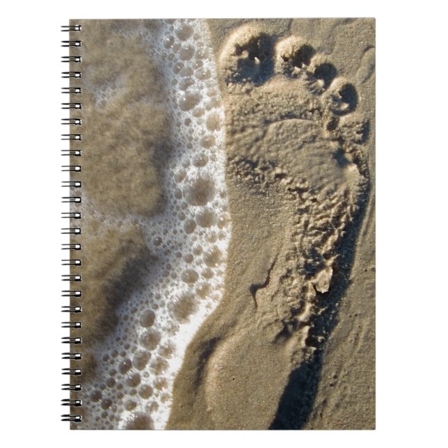 Caderno Espiral Pegada de areia na praia (Frente)