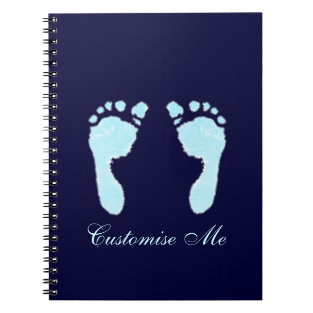 Caderno Espiral Pegadas de Bebê (Menino) (Frente)