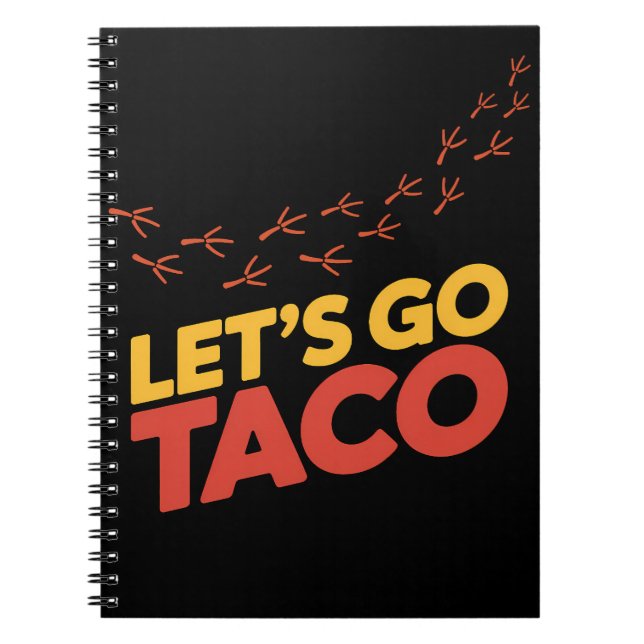 Caderno Espiral Pegadas de frango do vamos Go Taco (Frente)