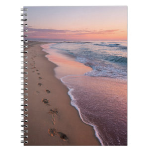 Caderno Espiral Pegadas em Foto Rosa Sunset Beach