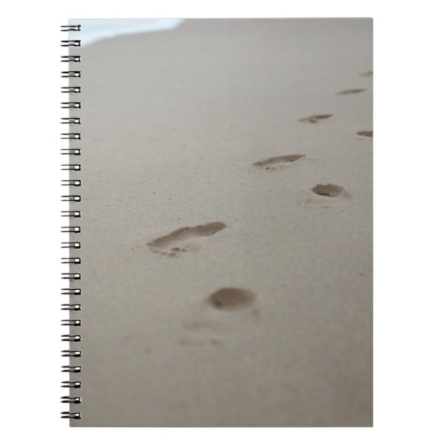 Caderno Espiral Pegadas em uma praia branca em Moçambique (Frente)