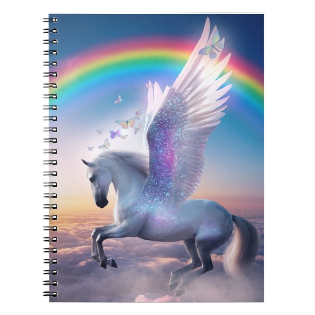 Caderno Espiral Pégaso com Arco-íris (Frente)