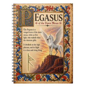 Caderno Espiral Pegasus, Arte de Bestiário Medieval