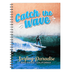 Caderno Espiral Pegue a onda - Paraíso surfador