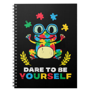 Caderno Espiral Pegue esta Camiseta Puzzle Frog Dare To Be Yoursel