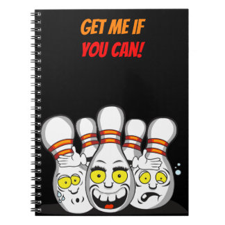 Caderno Espiral Pegue-me Se Você Puder, Pinos de Boliche Divertido
