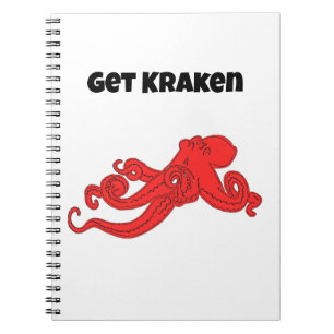 Caderno Espiral Pegue o Kraken Diversão Retrô Lula Vermelha Desenh