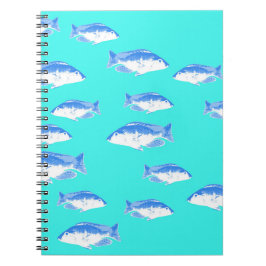 Caderno Espiral Peixe azul na turquesa