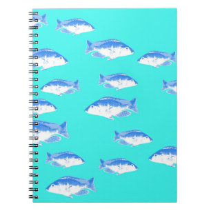 Caderno Espiral Peixe azul na turquesa