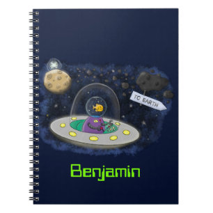 Caderno Espiral Peixe feliz bonito com ilustração de desenho espac