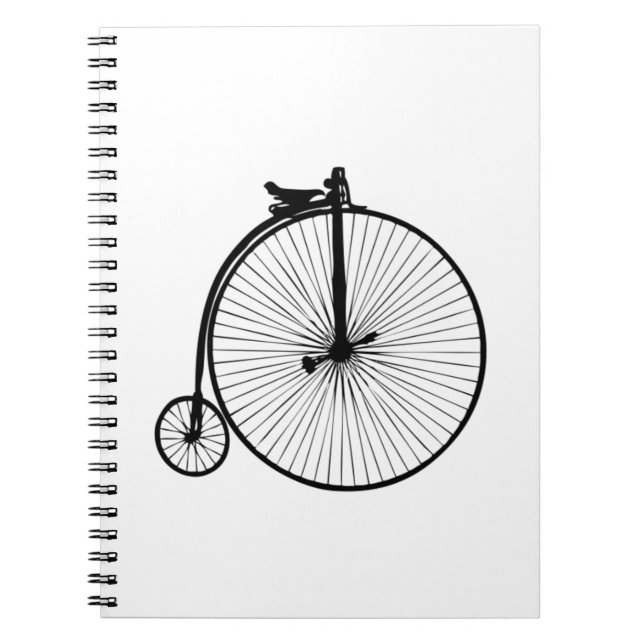Caderno Espiral Peixe preto pedrado bicicleta vintage (Frente)