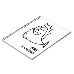 Caderno Espiral Peixes caprichosos em preto e branco