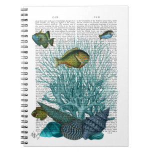 Caderno Espiral Peixes, Conchas Azuis e Corais