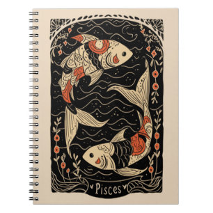 Caderno Espiral Peixes de notebook Arte Digital Celestial