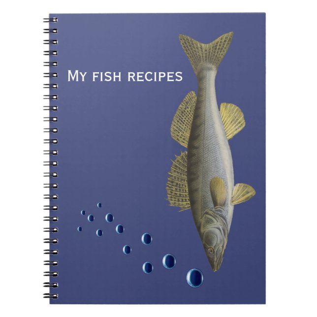 Caderno Espiral Peixes e bolhas para pescadores ou chefs (Frente)