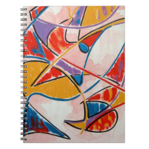 Caderno Espiral Peixes estranhos - arte abstracta pintado mão