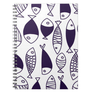 Caderno Espiral Peixes fofos. Fundo para crianças. Padrão contínuo