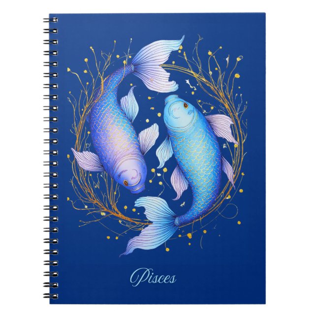 Caderno Espiral Peixes - Sinal Zodiac, Dois Peixes Koi Graceful (Frente)