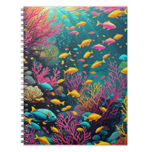 Caderno Espiral Peixes tropicais pop art